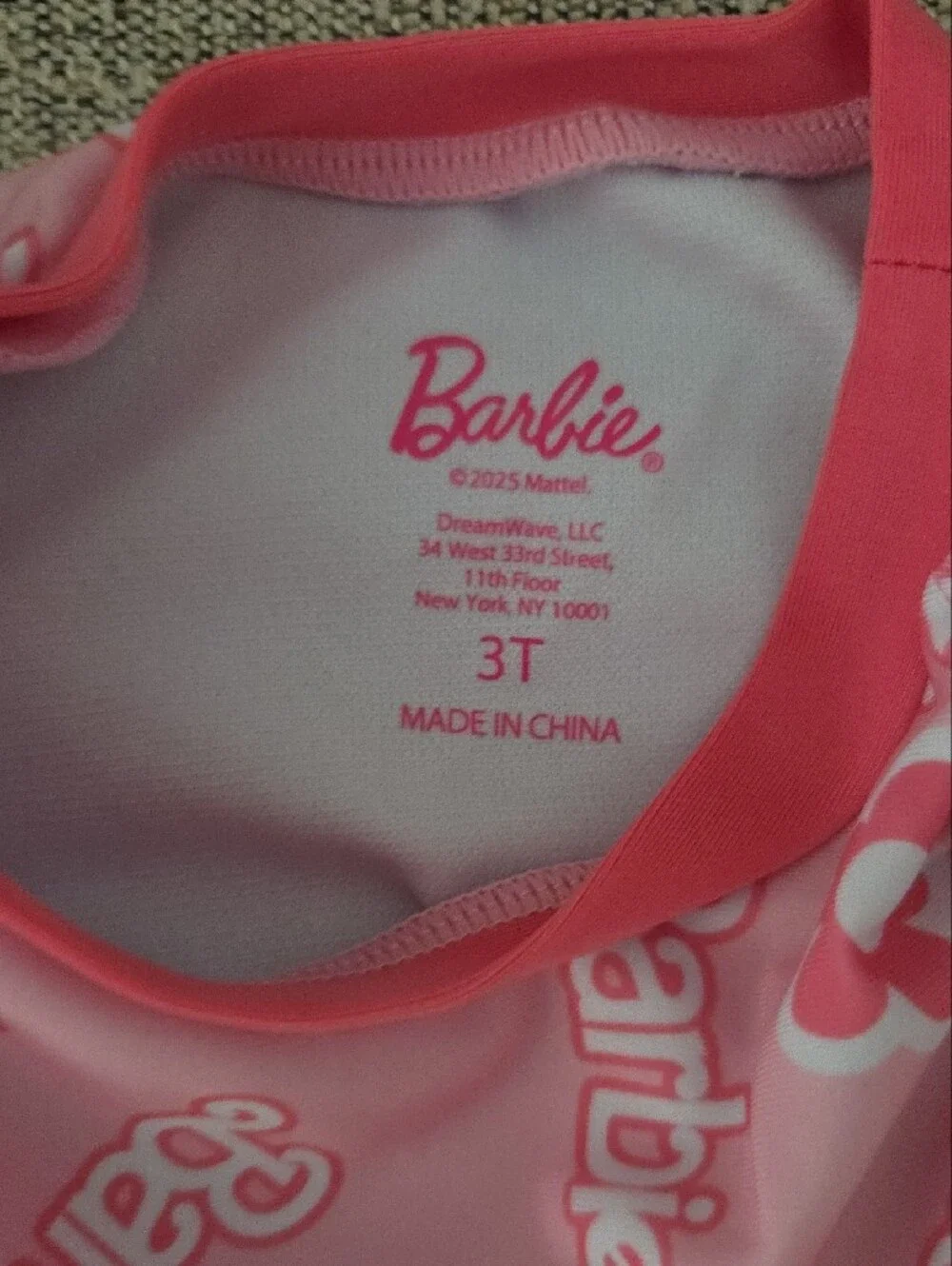 Mattel Barbie Pink Floral Long-Sleeve Rashguard Set with Hot Pink Trim